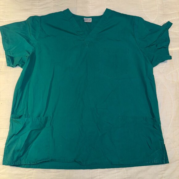Green Scrub Top – Size 2X – Cotton Blend - Picture 1 of 6